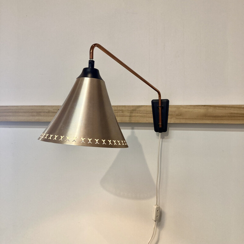 Scandinavian vintage metal wall lamp, 1950