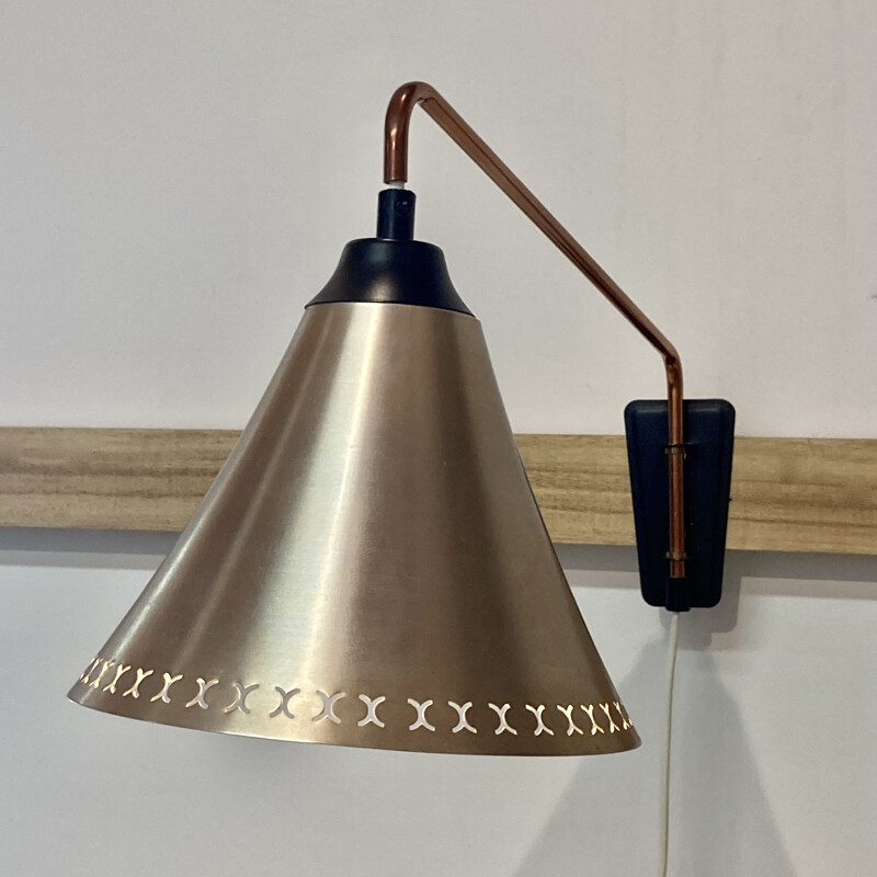 Scandinavian vintage metal wall lamp, 1950