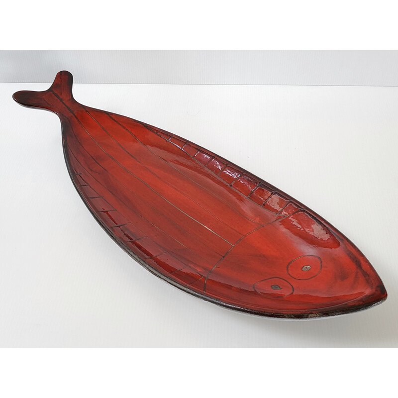 Vintage red dish, 1950