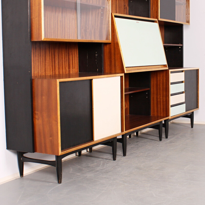 Vintage stained wood wall unit, 1960