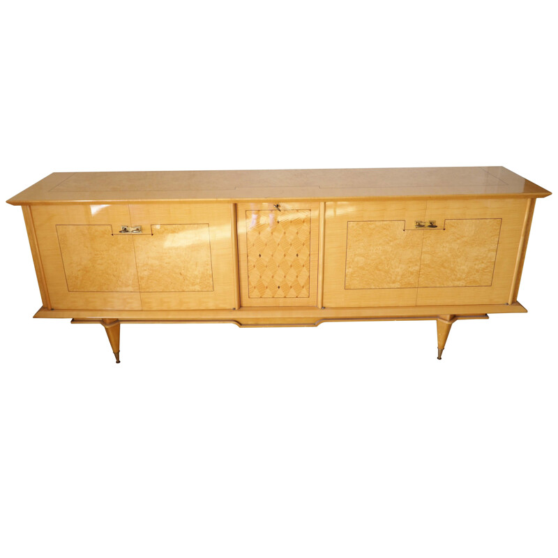 Vintage sideboard in varnished lemon wood, 1940s