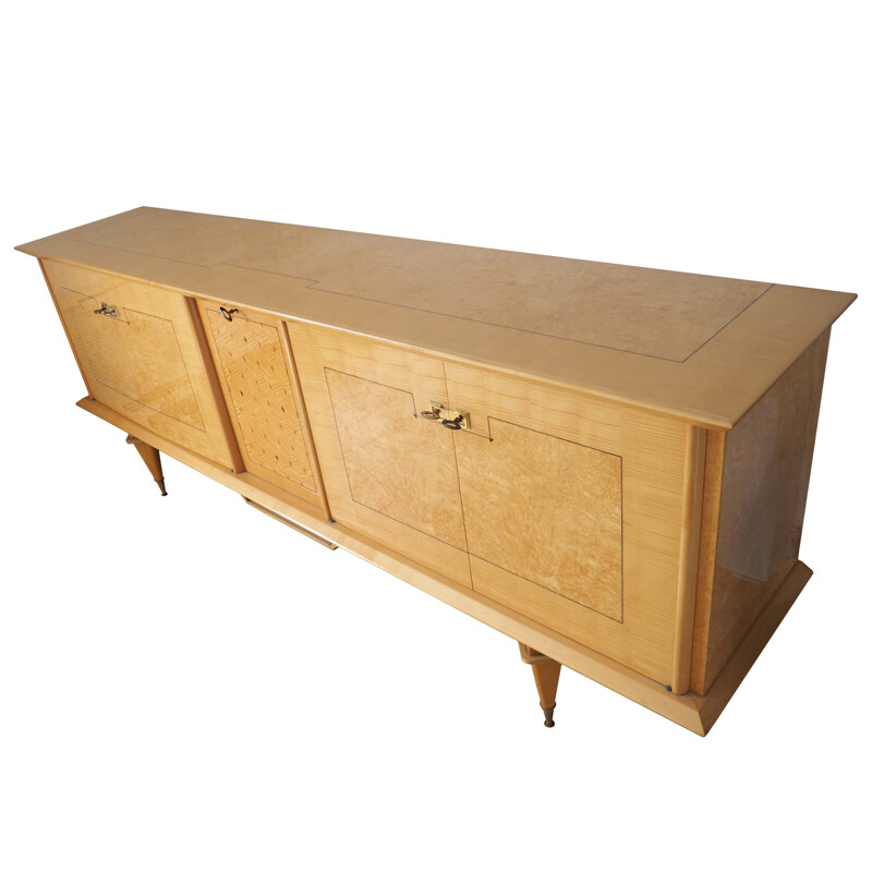 Vintage sideboard in varnished lemon wood, 1940s