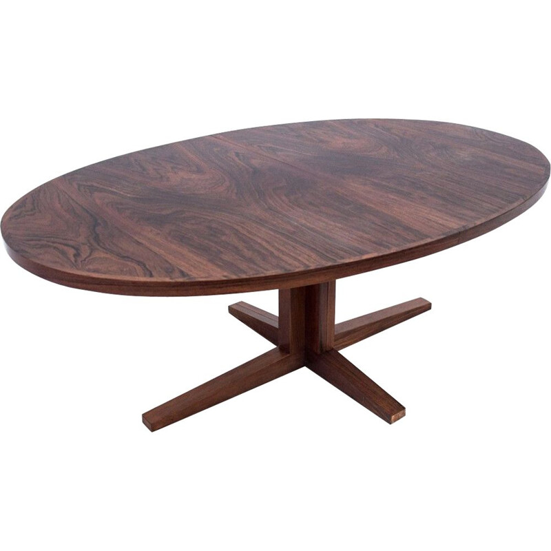 Rosewood vintage oval dining table by John Mortensen for Heltborg Møbler, 1960s