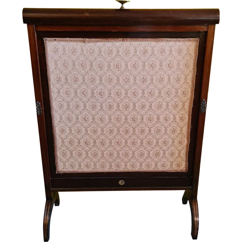 Vintage English mahogany fireplace screen