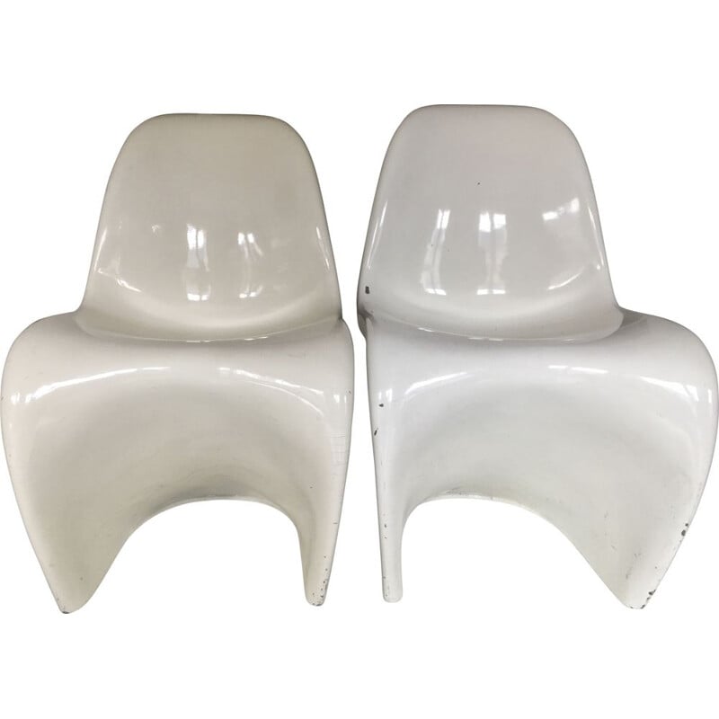 Pair of vintage fiberglass S chairs by Verner Panton, 1967