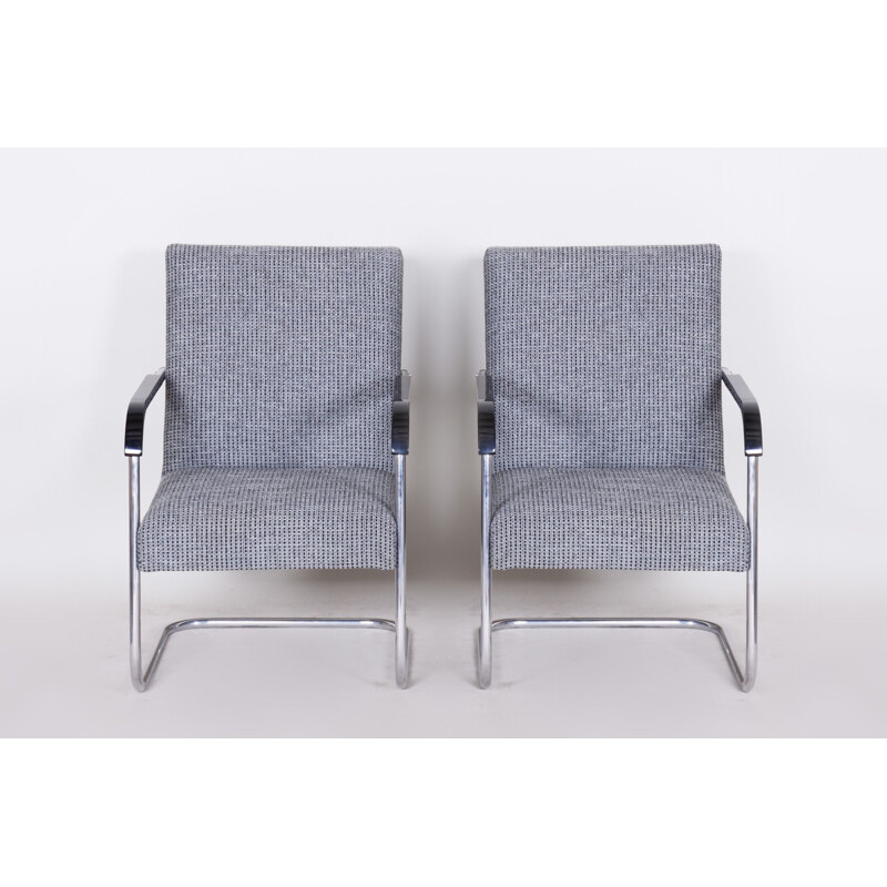Paar vintage grijze fauteuils van Anton Lorenz voor Mucke Melder, 1930
