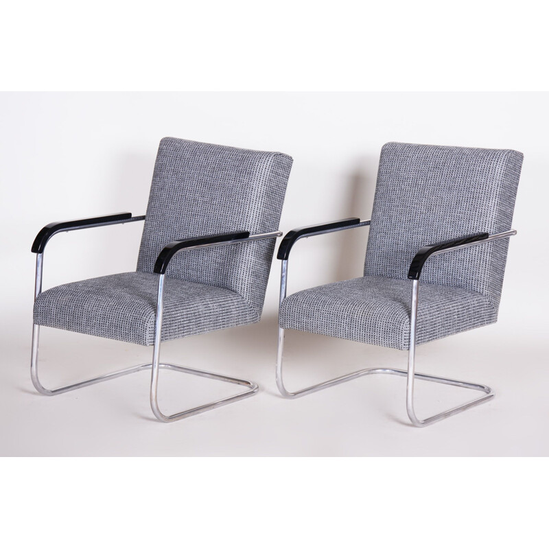 Pair of vintage grey armchairs by Anton Lorenz for Mucke Melder, 1930s