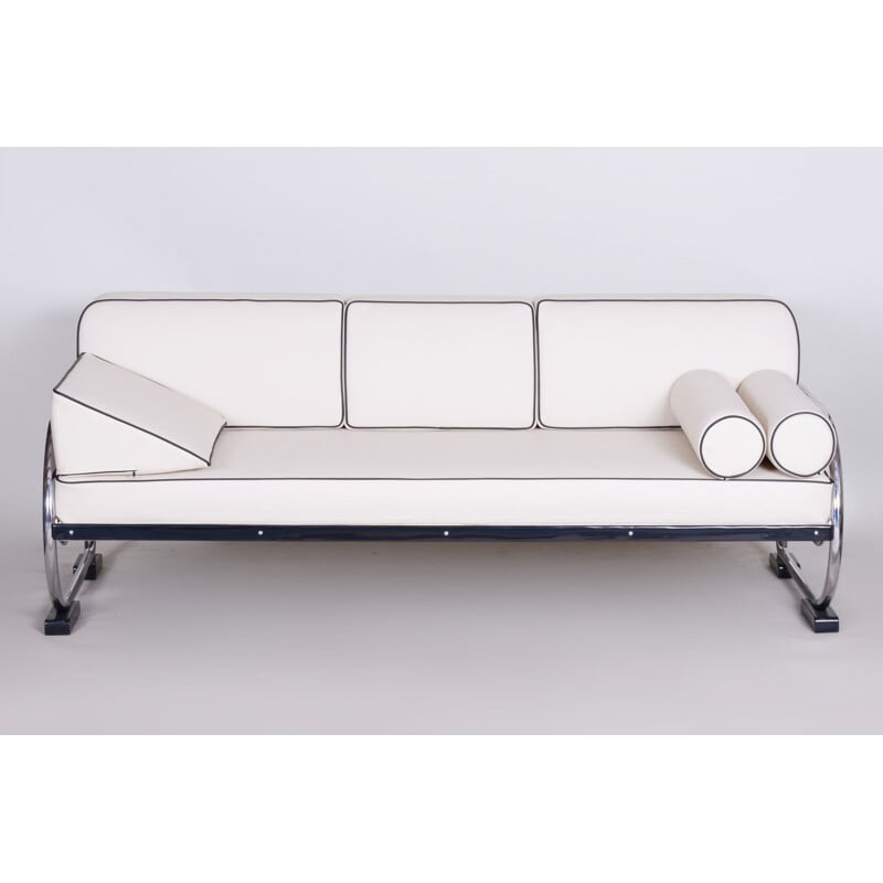 Vintage-Sofa aus weißem Leder von Slezak Factories, 1930