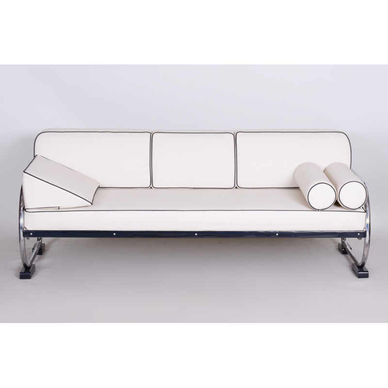 Vintage white leather sofa by Slezak Factories, 1930s