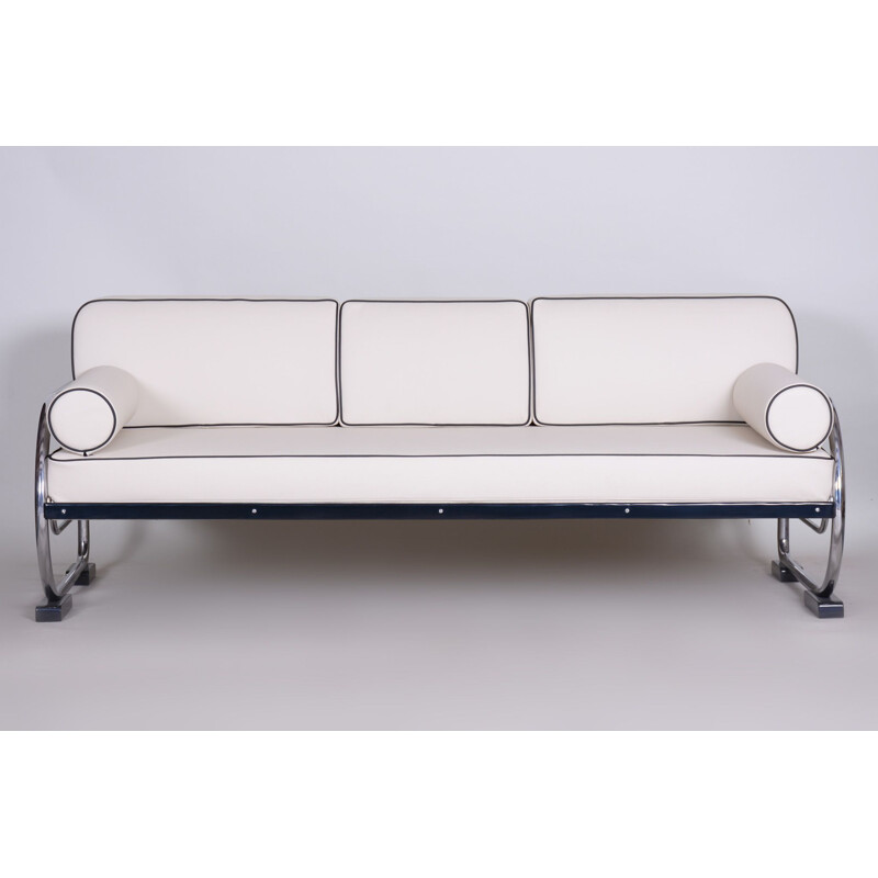Vintage white leather sofa by Slezak Factories, 1930s