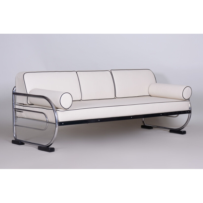 Vintage-Sofa aus weißem Leder von Slezak Factories, 1930
