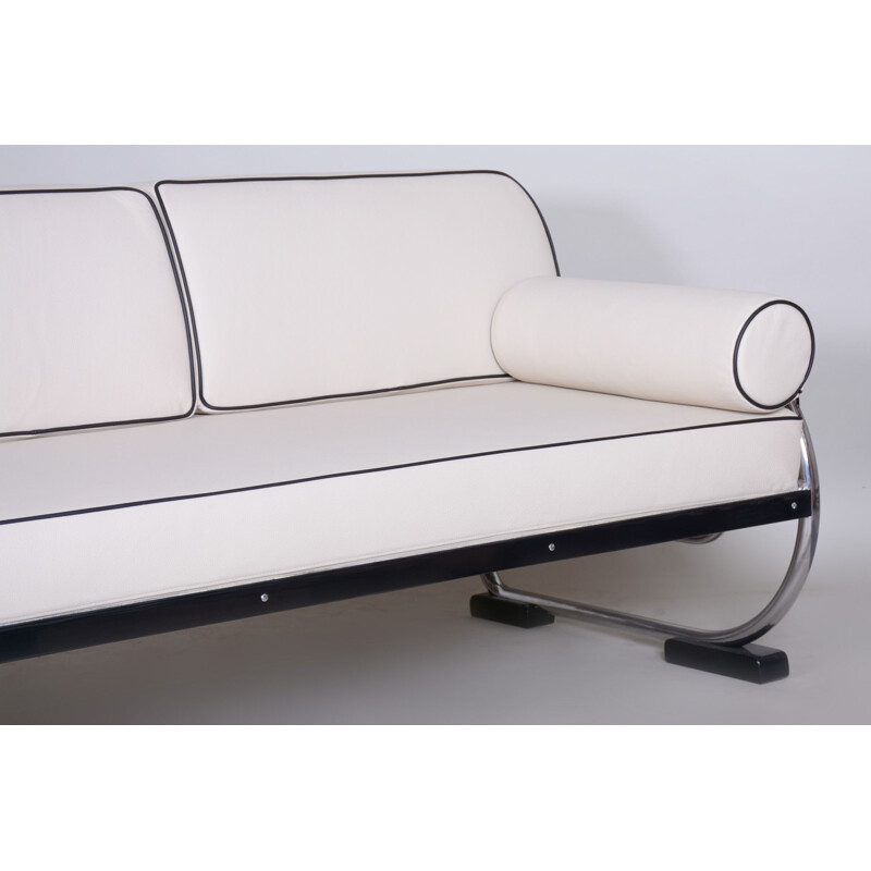 Vintage-Sofa aus weißem Leder von Slezak Factories, 1930