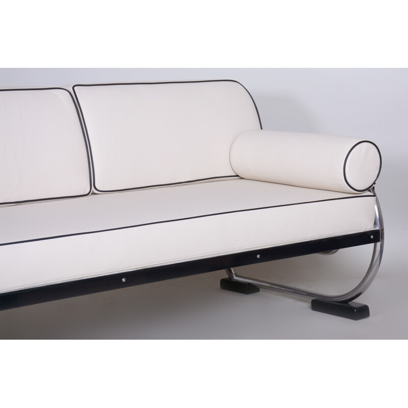Vintage white leather sofa by Slezak Factories, 1930s