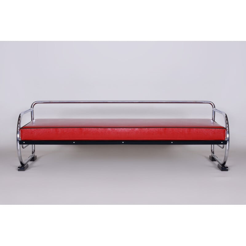 Vintage-Sofa aus rotem Leder von Slezak Factories, 1930