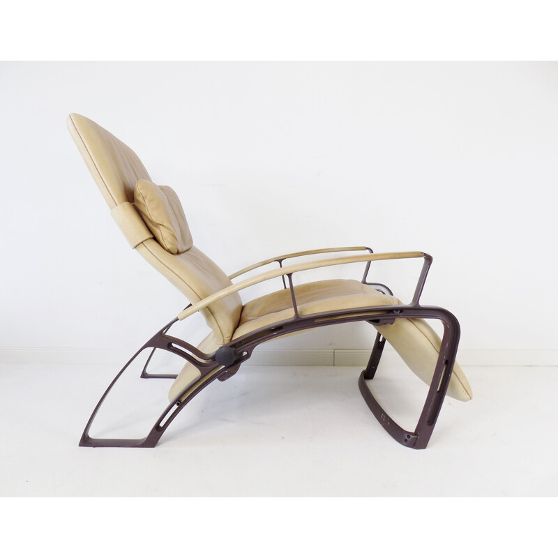 Vintage Ip84S leather armchair by Ferdinand A. Porsche for Interprofil