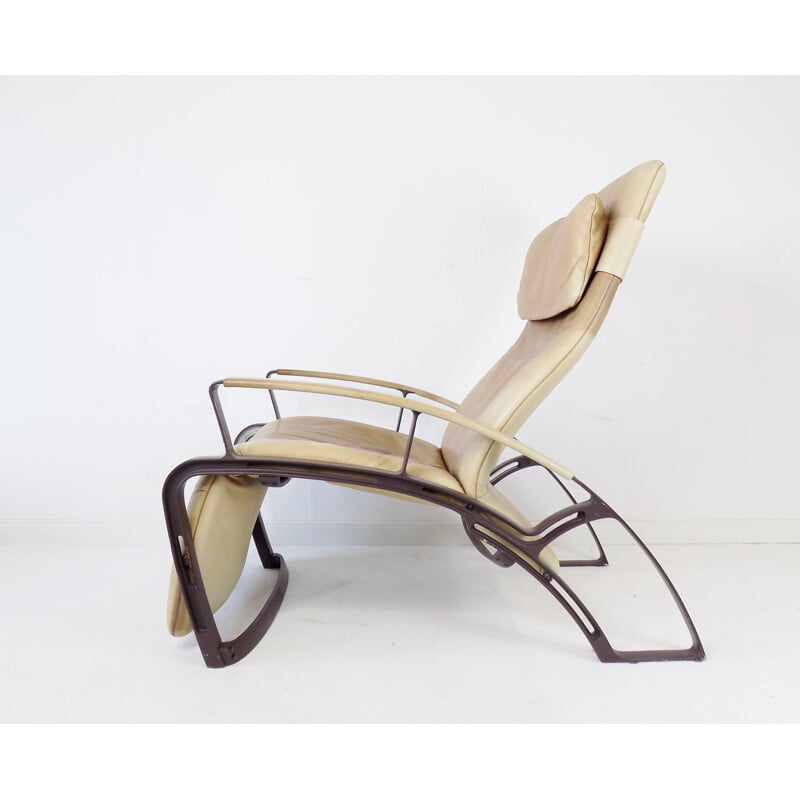 Vintage Ip84S leather armchair by Ferdinand A. Porsche for Interprofil