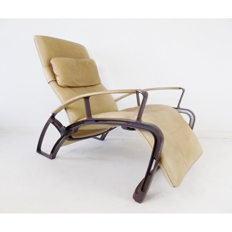 Vintage Ip84S leather armchair by Ferdinand A. Porsche for Interprofil