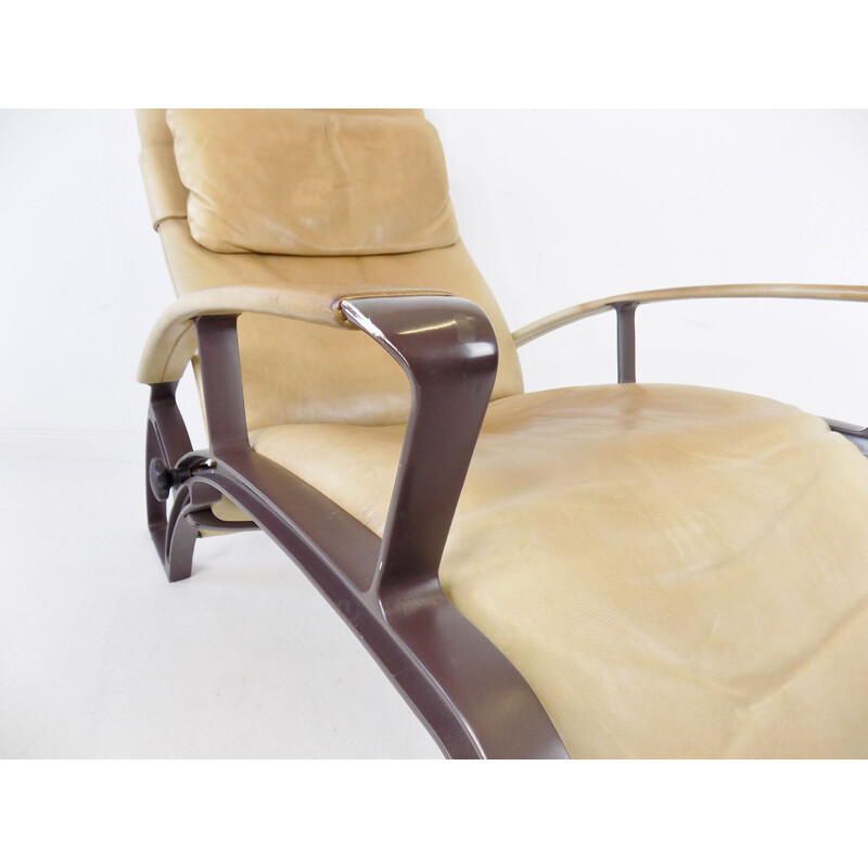 Vintage Ip84S leather armchair by Ferdinand A. Porsche for Interprofil