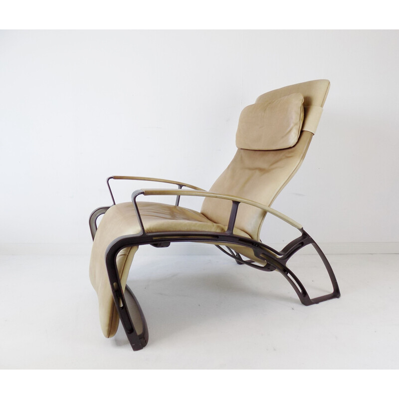 Vintage Ip84S leather armchair by Ferdinand A. Porsche for Interprofil