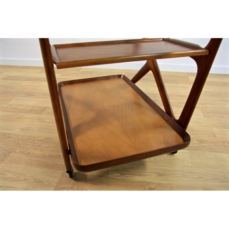 Italian Cassina serving trolley in walnut and glass, Cesare LACCA - 1950s