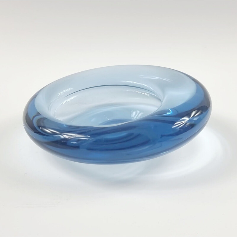 Vintage asymmetric glass bowl by Per Lütken for Holmegaard, Denmark 1960