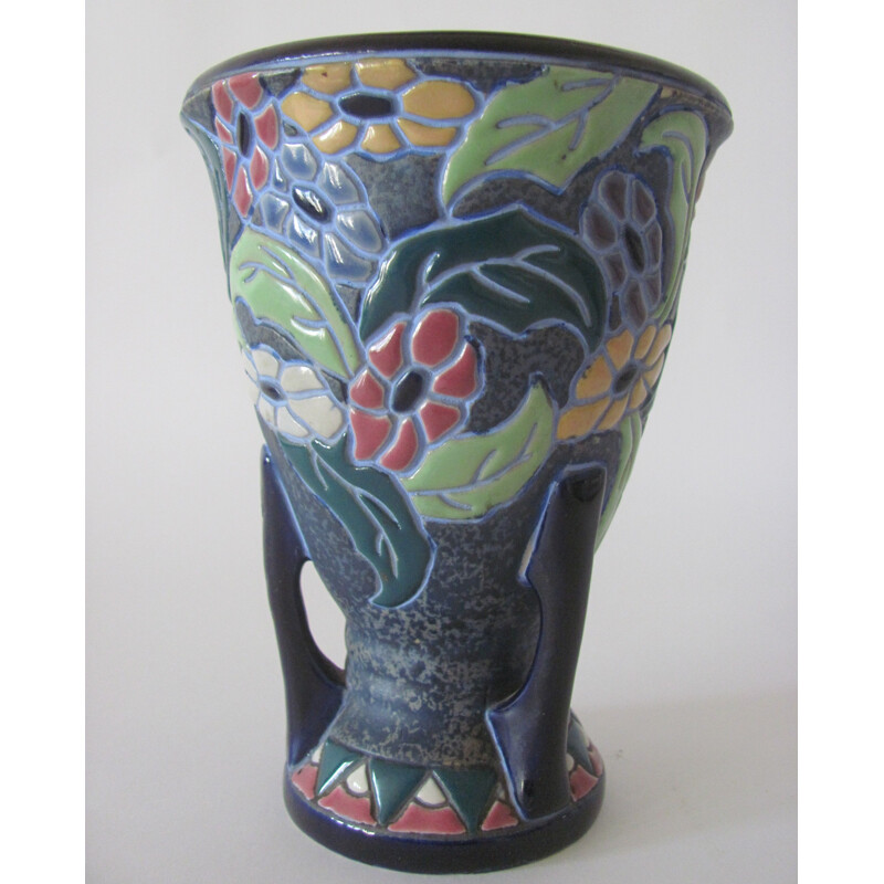 Jarrón vintage de cerámica de Amphora-Werke Rießner, Checoslovaquia 1920