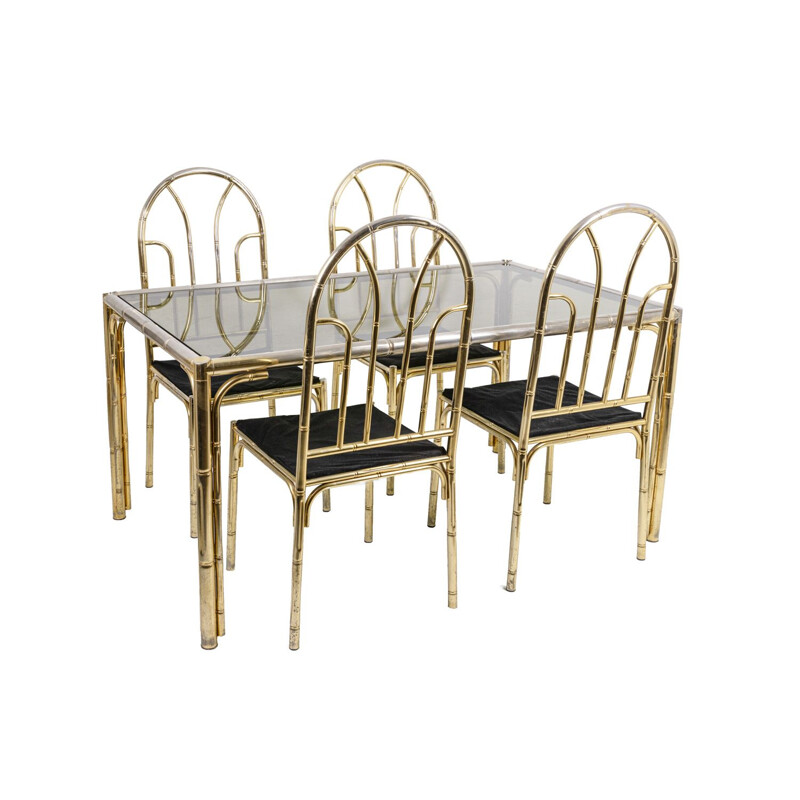 Vintage silver plated brass dining set, 1980