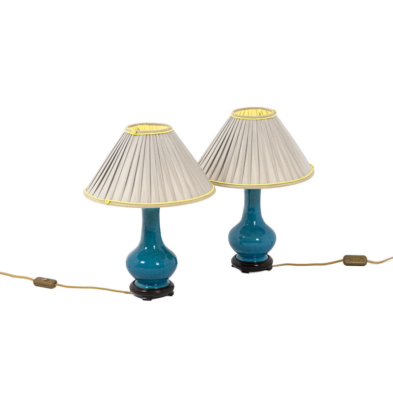 Ein Paar Vintage-Lampen aus Keramik von Pol Chambost