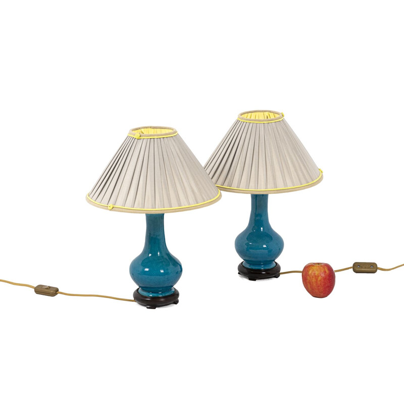 Pair of vintage ceramic lamps by Pol Chambost