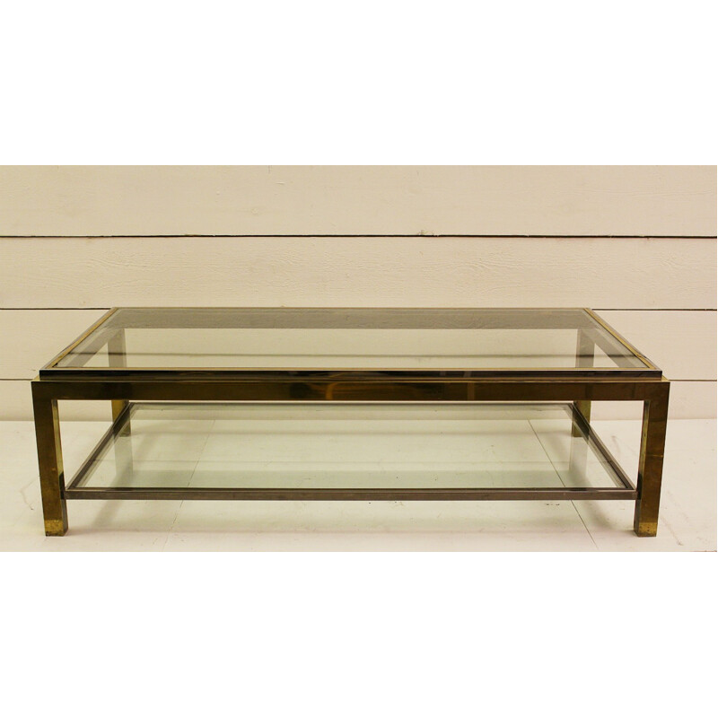 French coffee table in brass and glass, Jean CHARLES - 1960s