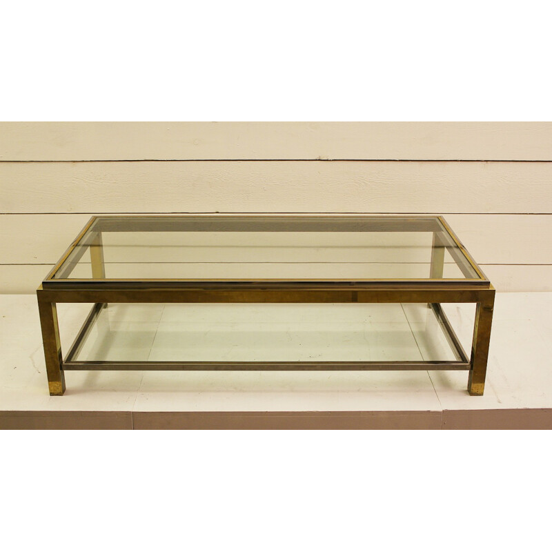 French coffee table in brass and glass, Jean CHARLES - 1960s