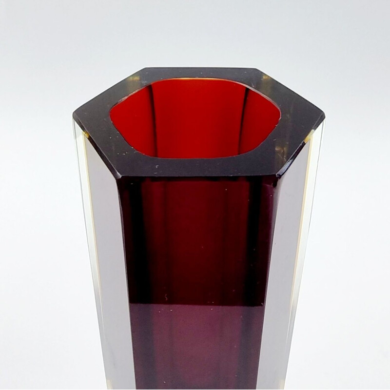 Large Sommerso Murano Glass Vase by Flavio Poli for Alessandro Mandruzzato, 1960s