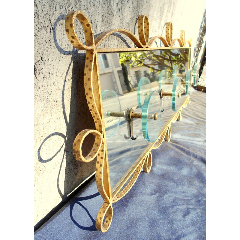 Mid century Italian mirrored coat rack, Pierluigi COLLI - 1950s