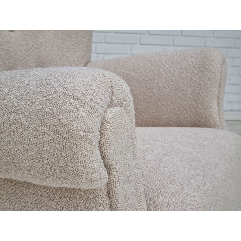 Fauteuil danois vintage beige clair-blanc, 1955-1960