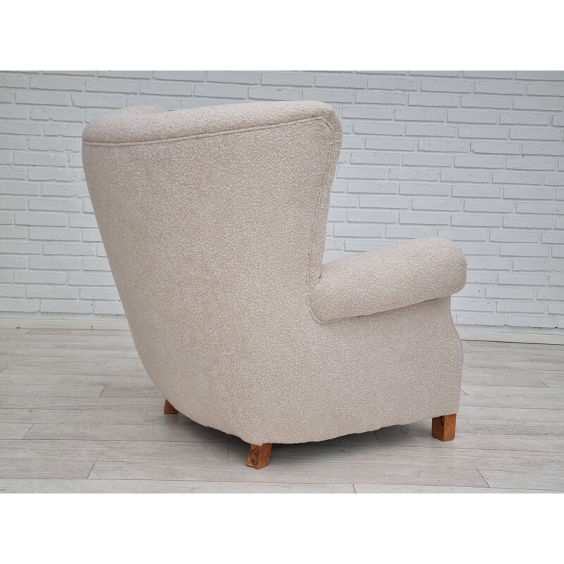 Fauteuil danois vintage beige clair-blanc, 1955-1960