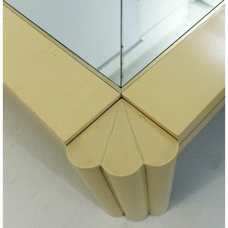 Maison Jansen coffee table in wood and brass, Alain DELON - 1970s