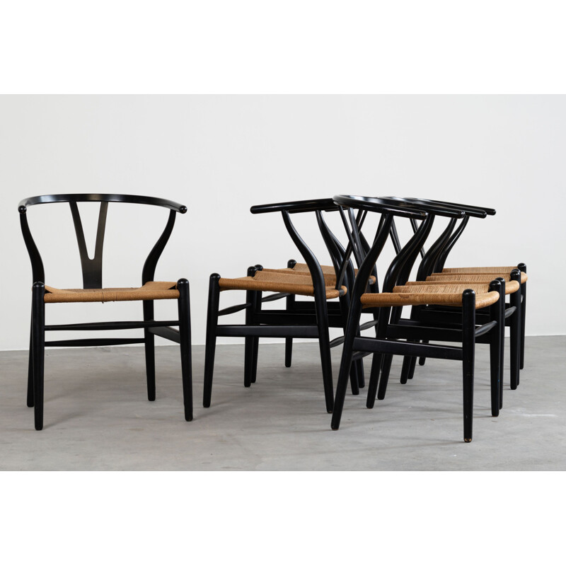 Conjunto de 6 cadeiras de madeira vintage de Hans Jorgen Wegner, 1960