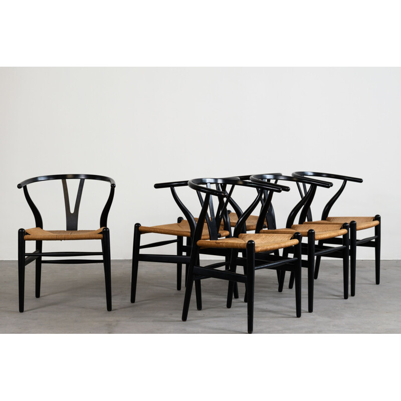 Conjunto de 6 cadeiras de madeira vintage de Hans Jorgen Wegner, 1960