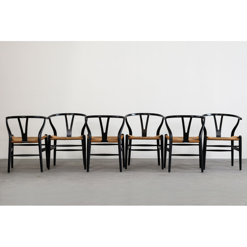 Conjunto de 6 cadeiras de madeira vintage de Hans Jorgen Wegner, 1960