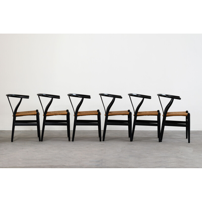 Conjunto de 6 cadeiras de madeira vintage de Hans Jorgen Wegner, 1960