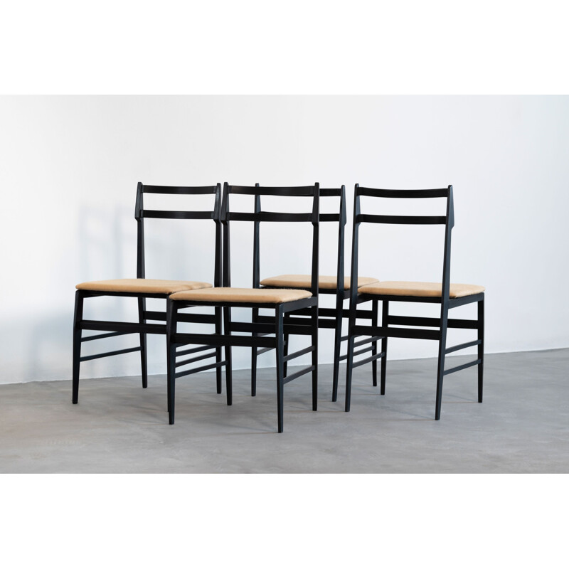 Ensemble de 4 chaises vintage en bois de Guglielmo Ulrich pour Saffa, 1960