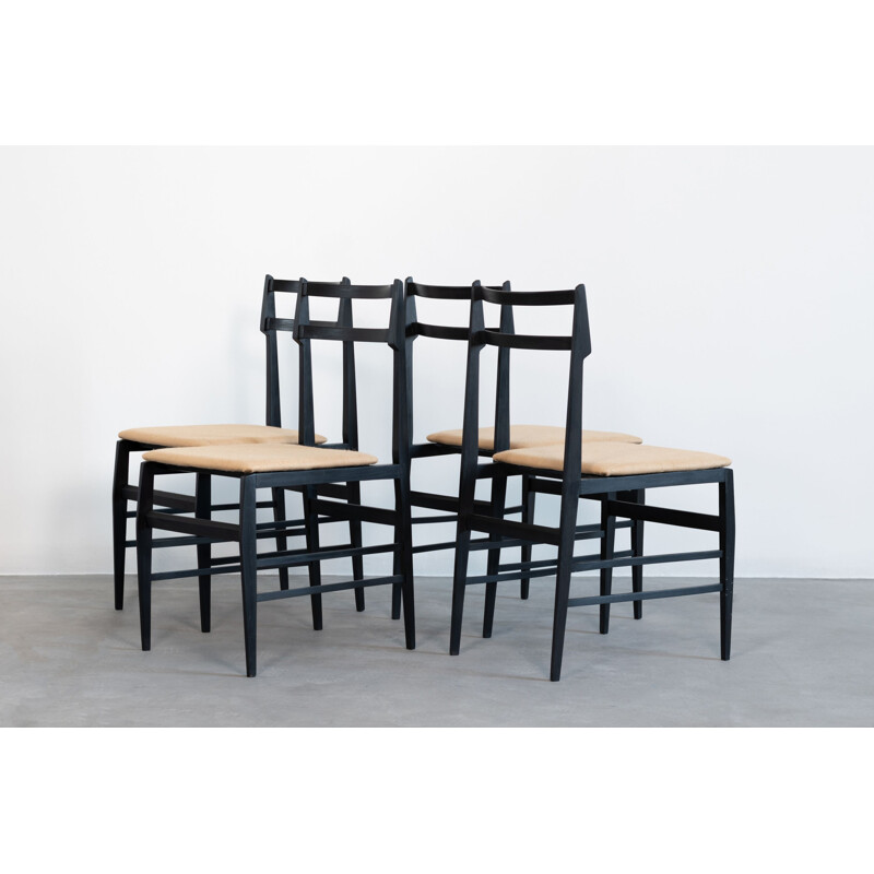 Ensemble de 4 chaises vintage en bois de Guglielmo Ulrich pour Saffa, 1960