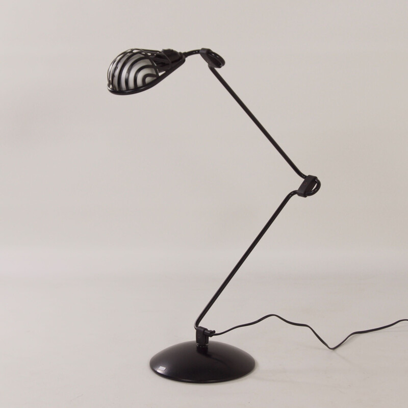 Lámpara de escritorio Igloo negra vintage de Tommaso Cimini para Lumina, 1980