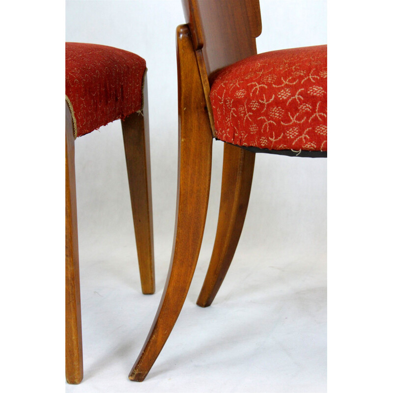 Set of 4 vintage Art Deco H-214 dining chairs by Jindrich Halabala for Up Závody, Czechoslovakia 1950s