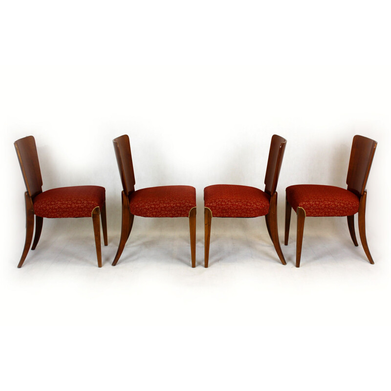 Set of 4 vintage Art Deco H-214 dining chairs by Jindrich Halabala for Up Závody, Czechoslovakia 1950s