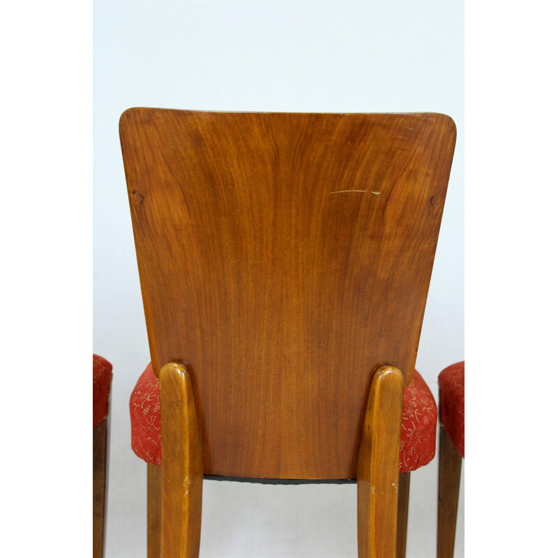 Juego de 4 sillas vintage Art Deco H-214 de Jindrich Halabala para Up Závody, Checoslovaquia 1950