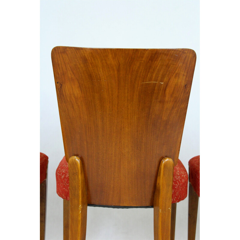 Set of 4 vintage Art Deco H-214 dining chairs by Jindrich Halabala for Up Závody, Czechoslovakia 1950s