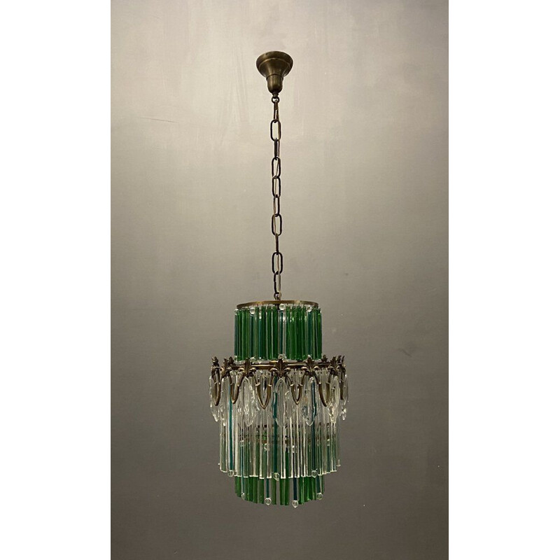 Lustre italien vintage en cristal, 1940