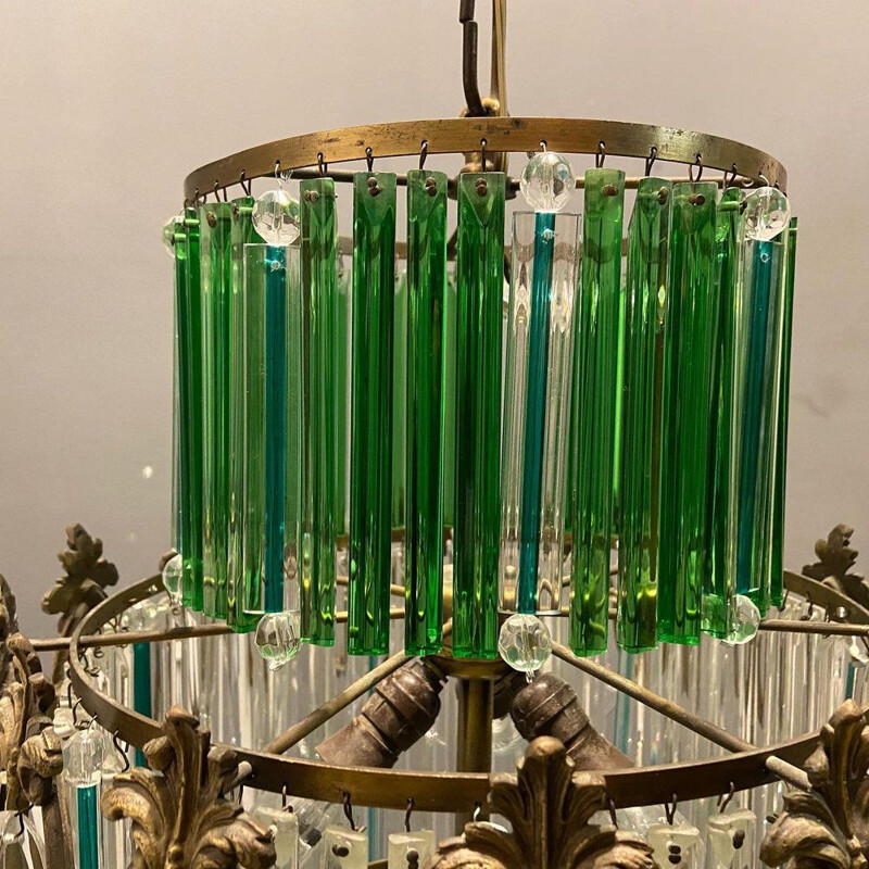 Vintage Italian crystal chandelier, 1940s
