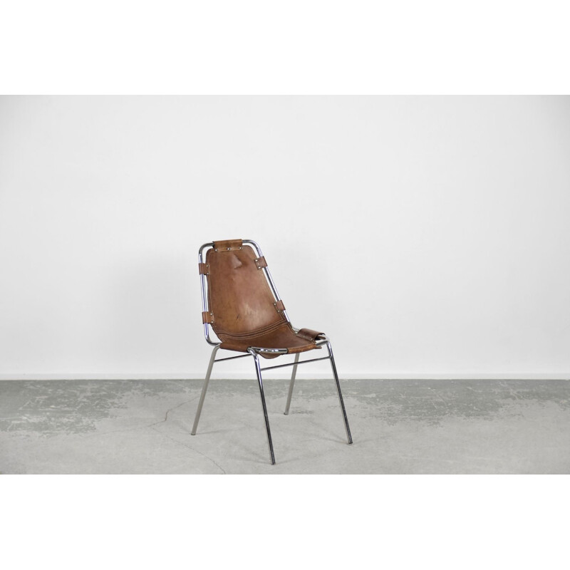 Silla vintage de cuero Les Arcs, selección Charlotte Perriand, 1960